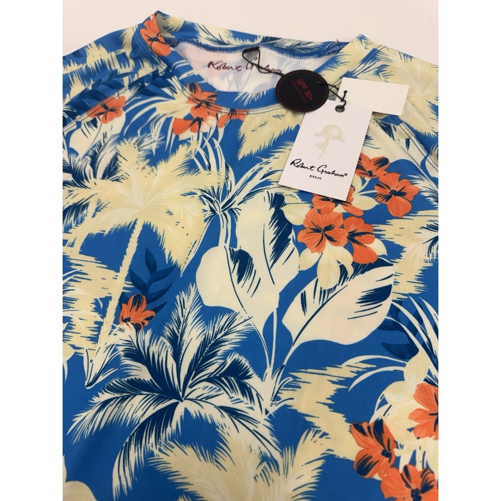 NWT Robert Graham Tropical Forest Long Sleeve Swim Shirt UPF 50 Men's LARGE $78